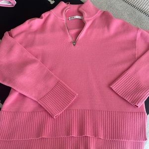 Zara pink quarter zip sweater